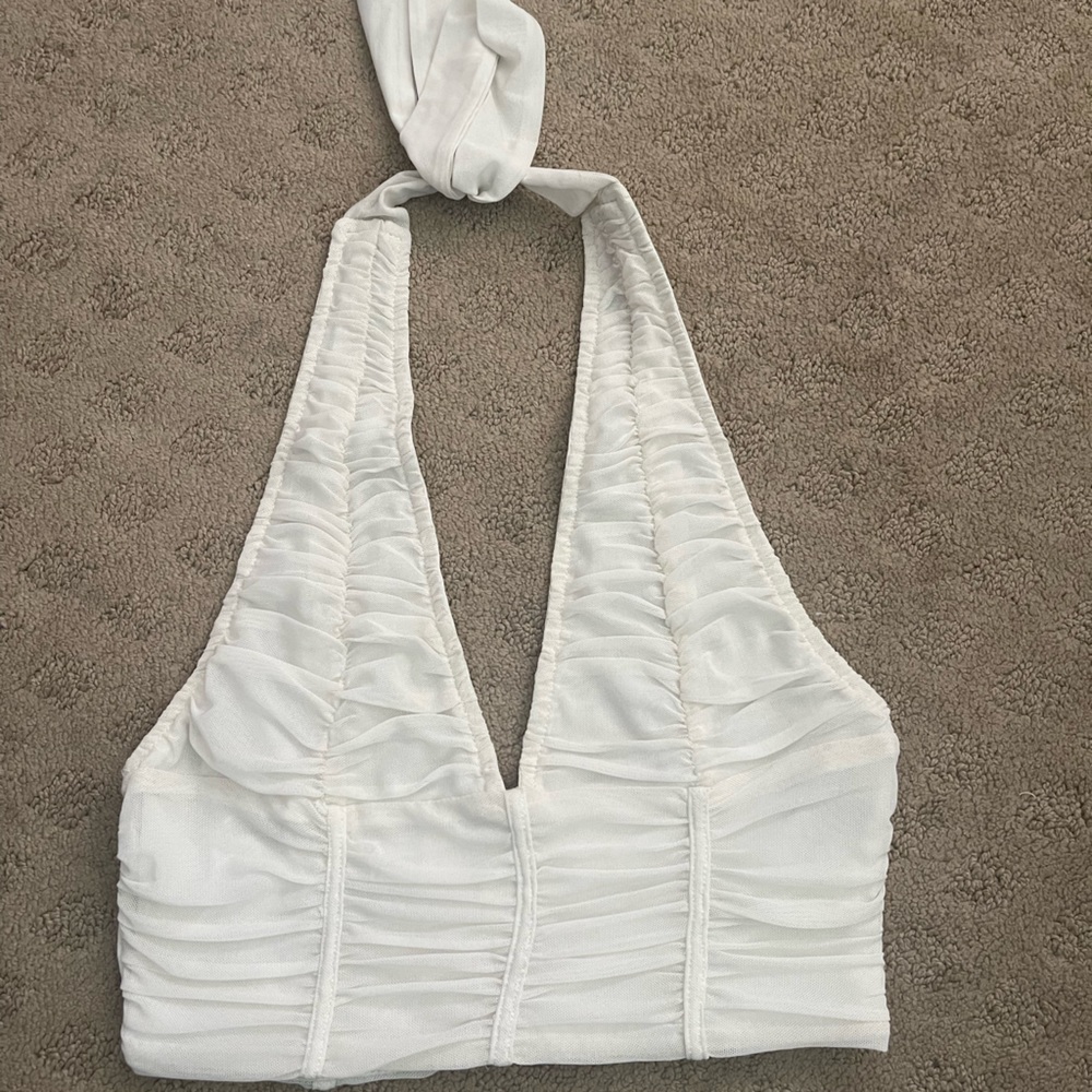 White rouched halter top!
